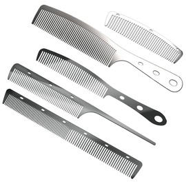 5 Pcs Anti-Static Metal Barber Combs Stainless Steel Hair Comb Cutting Hair Styling Hairdressing Comb Set for Men Women Salon (S1)
