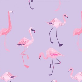 Dear Stella Designs Pink Flamingos Viola Purple Premium Quality 100% Cotton Fabric by 1/2 of a Yard.