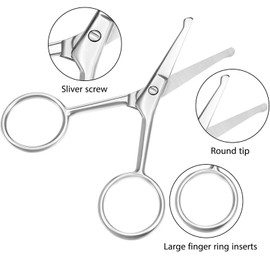 Stainless Steel Nose Hair Scissors for Men Women - Curved Safety Blades with Rounded Tip for Trimming Facial Hair Eyebrow Ear Hair(1pcs)