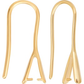 Beebeecraft 1 Box 30Pcs Pinch Bail Earring Findings Clasp Real 24K Gold Plated Brass Ear Wire with Pendant Clasp French Earring Hooks Bail for Jewelry Making Supplies Earrings DIY Crafts