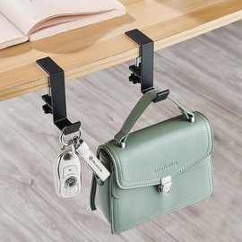 2 count Purse Hook for Table Handbag Hangers Bag Hooks for Tables,Purse Hanger for Desk Headphone Stand Purse Holder for Table Hook Heavy Duty Foldable (L-Shaped(1White+1Black)) - Color: L-Shaped(2Black)
