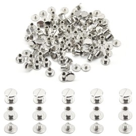 Hocansen 100 Pcs/50 Sets Silver Binding Screws Flat Head Metal Chicago Book Screws Decoration and Binding (M5x6)