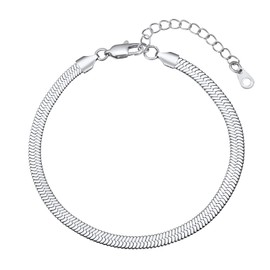 Women's Snake Chain Anklet Bracelet, Surgical Stainless Steel, Hypoallergenic, Width 0.1 inch (3 mm), 0.2 inch (5 mm), Simple, Women's Accessory, Stainless Steel