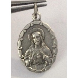 THE SACRED HEART OF JESUS AND MARY OVAL SHAPE MEDAL (THE TWO SACRED HEARTS IN JUST ONE MEDAL) - 100% MADE IN ITALY