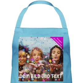Geschenk mit Namen personalisiert by Shirtracer - Apron - Photo Image Text Adult - Photo Gift, 3 Light Blue