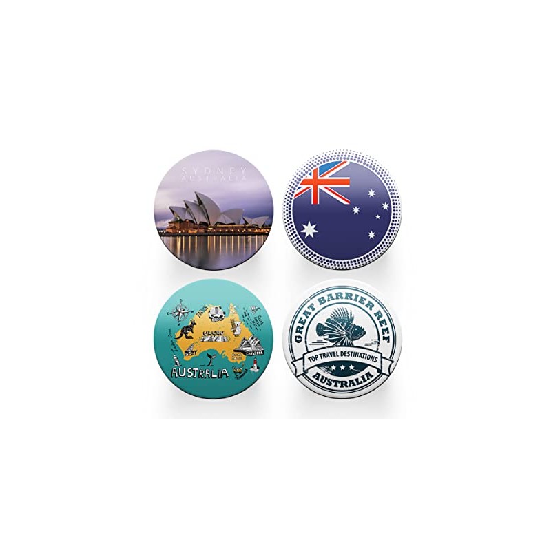 4 x Round Australia Coasters - Travel Sydney Holiday Set