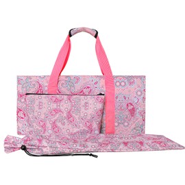 GUSTARIA Empty Mahjong Bag,Thickened Pink Printed American Mahjong Game Set, Tiles Bag and Mahjong Racks&Pushers Drawstring Bag Included (Case Only)