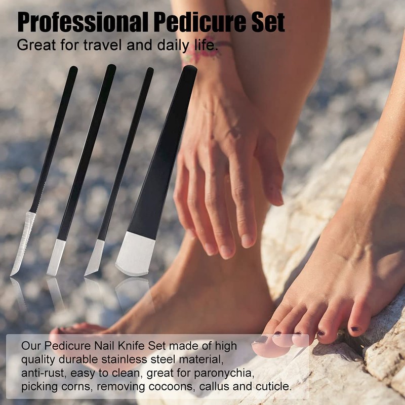Juego de cuchillos de pedicura, cuchillo de pedicura de 4