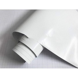 7D Premium High Gloss Carbon Fiber Vinyl Film Wrap Bubble Free Air Release 6D Free Tool Kit (White, 24" X 60" in Inches / 2 X 5 FT Feet)