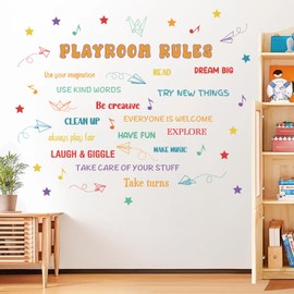 HLNIUC Playroom Wall Sticker(35”x24”) Be Creative Window Cling, Kids Inspirational Quotes Wall Stickers, Colorful Inspiring Words Art Decal, Playroom Rules Room Decals for Kids Room Living Room Decor