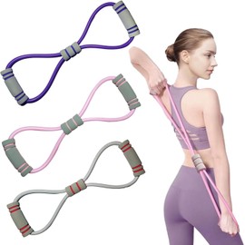 JIAXINGBING 3Pcs Figure 8 Shaped Exercise Bands Set, Resistance Bands for Arms, Back, Strength Training, Yoga, Stretching