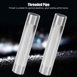 Cikonielf 2Pcs Stainless Steel Pipe Fittings Equal Diameter Threaded Cast Pipe Nipple Connector Pipelines Plumbing Fittings(G1/2 Male Thread)