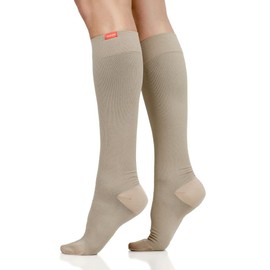 VIM&VIGR Moisture-wick Nylon 20-30 mmHg Medical Grade Compression Socks (Cashew Solid, Large/X-Large (3))