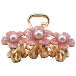 Topkids Accessories Metal Flower Claw Clips for Women and Girls, Hair Accessories for Women, Hair Claw Clips, Hair Clips Women, Mini Claw Clips, Flower Hair Clip (Rose Pink)