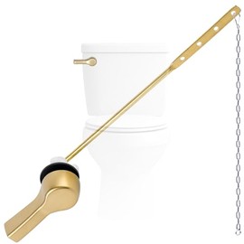 Hygie Rinse Metal Toilet Handle Replacement, Universal Front Mount, Brushed Gold Toilet Lever Flusher with Stainless Steel Flapper Chain, Toilet Repair Kit