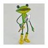 FABULOUS GREEN METAL GARDEN FROG WITH TROWEL SCULPTURE ORNAMENT FIGURE