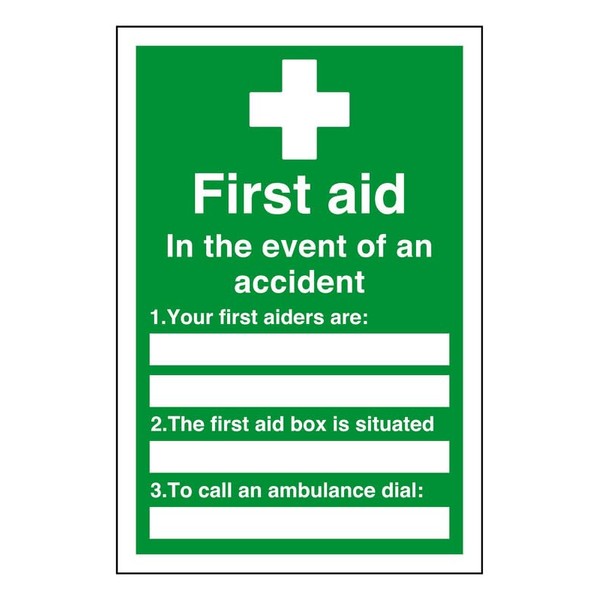 First aid in the event of an accident - white