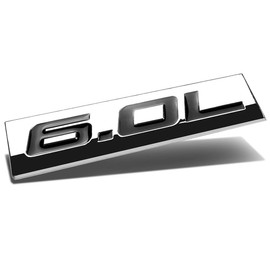 Auto Dynasty Chrome Finish Metal Emblem 6.0L Badge, (Black Letter)