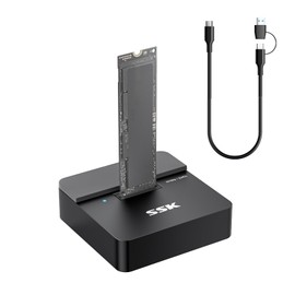 SSK SSD to USB Adapter, M.2 NVMe & SATA SSD Dock Enclosure, 10Gbps USB3.2 Gen 2 M.2 Docking Station for M Key/B+M Key PCIE3.0/4.0/5.0SSD Reader