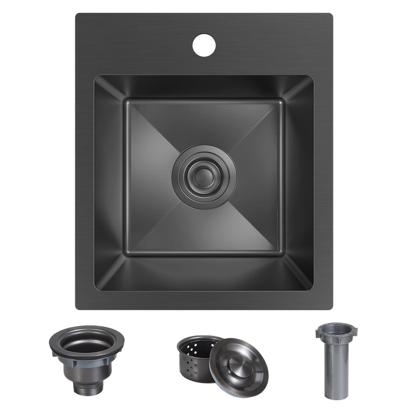 13 x 15 inch Drop in Bar Sink Black, Small