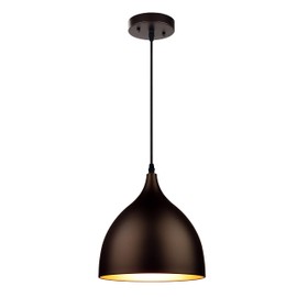 Chloe Lighting Walter Industrial 1 Light Textured Black Mini Pendant Ceiling Fixture 10" Wide, Oil-Rubbed Bronze
