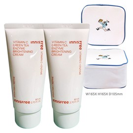 Innisfree Large Capacity Vitamin C Blemish Toning Cream Capsule Moisturizing Cream 80m 2pcs + Play Green Cosmetic Pouch (Blue) / 이니스프리 대용량 비타민C 잡티토닝크림  캡슐 수분크림 80m 2개+플레이그린 화장품 파우치 (블루)