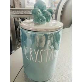Rae Dunn Candle CRYSTAL 13.2oz Crystal Marines Scented Iridescent Teal Ceramic