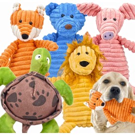 Ousiya 5-PACK Squeaky Dog Toys, Plush Dog Toys Assortment Soft Dog Toys Value Dog Toy Bundle Stuffed Animal Chew Toys for Puppies Small Mediem Large Dogs