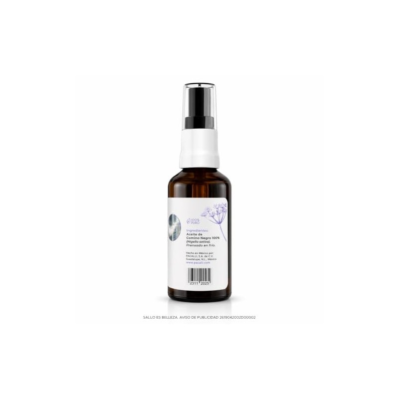PACALLI Aceite de Comino Negro Orgánico 50ml - Prensado en