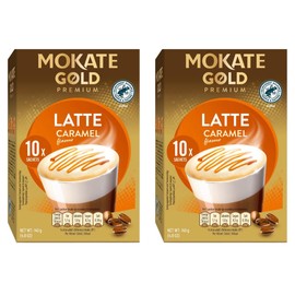 Mokate Gold Premium Latte Caramel Flavour with Caramel in Powder *2x boxes 10x sachets*