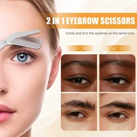 Tijeras de corte de cejas con peine, regalos para hombres y mujeres, kit de aseo de precisión