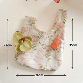 DIFEIUKI Women's Kimono Bag, Drawstring Bag with Tassel, Handbag, Stylish, Cute, Floral Pattern, Pouch, Coin Purse, Yukata Bag, For Fireworks Displays, Shichi-Go-San Girls, Summer Festival