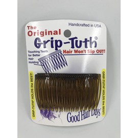 Good Hair Days Grip Tuth Combs 40405 Set of 2, Tortoise Shell Color 2 3/4" Wide