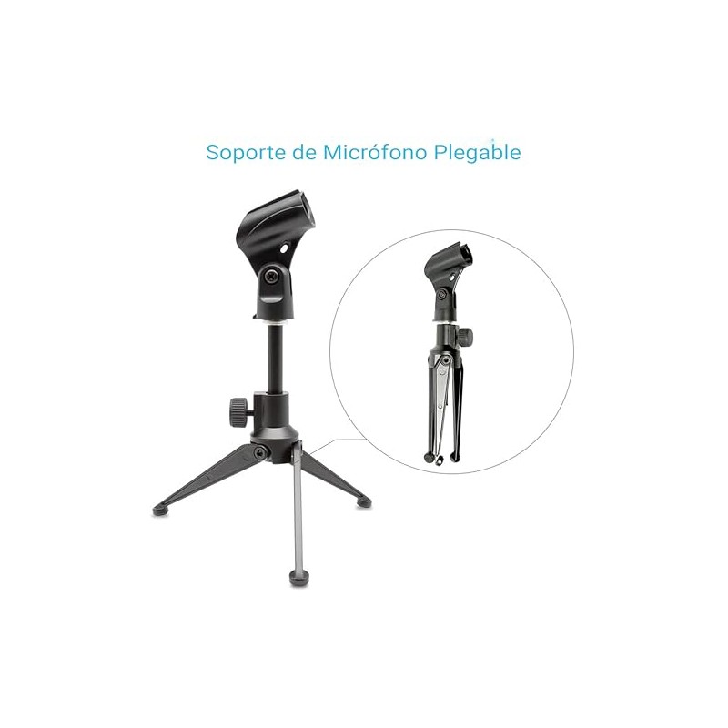 Pyle soporte para micrófono de escritorio - tripie ajustable en