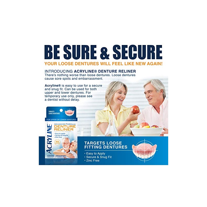 Acryline Advanced Formula Denture Reliner - Refit and Tighten Dentures/for
