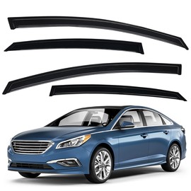 Lightronic Extra Durable Outside-Mount Auto Vent Window Visor, Fits 2011-2014 Hyundai Sonata, 2011-2016 Hyundai Sonata Hybrid, UV Protection Rain Guard, Original Wind Deflector, Dark Smoke, 4-Pcs