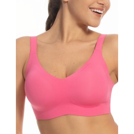 COMFELIE Bras for Women No Underwire Seamless Bralettes Wireless Bra Soft Everyday Supportive Bras Hot Pink 2XL