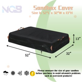Kids Sandbox Cover for Naturally Playful Sandbox II,Made of 600D Waterproof Oxford Cloth, Reflective Carry Handle with Two Warning Signs and 4.6 Meters Long Mesh Grommets.(51" L x 32" W x 13" H)