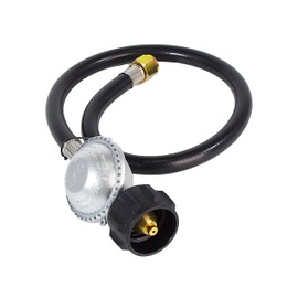 DQSDC Regulador de propano de 6 pies con manguera, válvula de alivio de presión plana con ajuste de conexión de 3/8 pulgadas, tubo de goma duradero para aparatos de gas