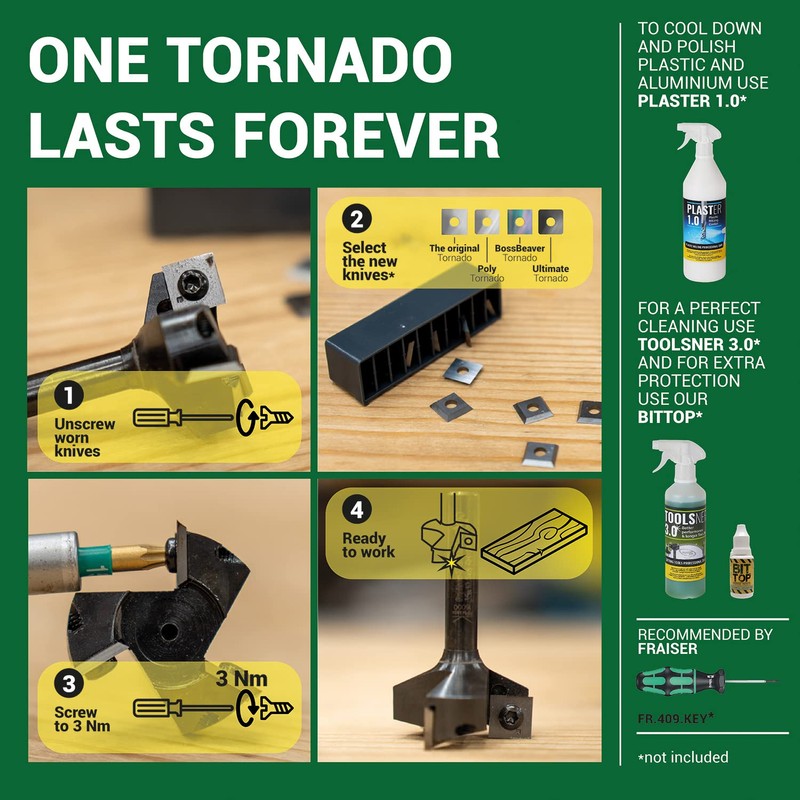 Tornado Fraiser Face Cutter 8 mm Shank for Wood Diameter