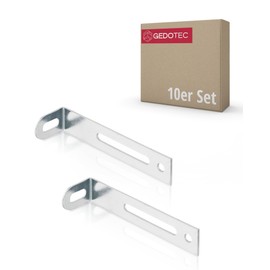 Gedotec H7901 Wall Mounting with Tilt Lock for Fixing Furniture and Cabinets | Screwing Angle for Screwing - H7901 | Galvanised Steel | 77 x 21 x 15 mm | Pack of 10 - Angle Connector with Slotted Hole