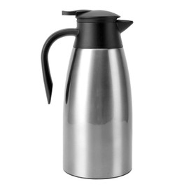2L Stainless Steel Double Wall Vacuum Insulated Water Kettle, Hot Cold Beverage Dispenser for Home Office, Push Button Lid, Anti - Slip Bottom (Brushed Silver)