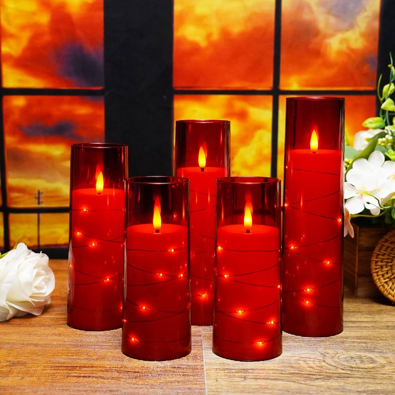 kakoya Flameless LED Candles with Timer 5 Pc Flickering Flameless