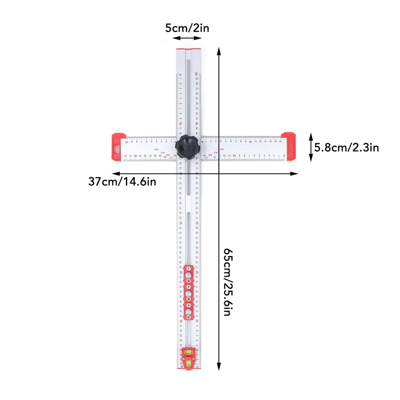 Woodworking Ruler Scribing Tool 2 In 1 Multifunctional Aluminum Alloy