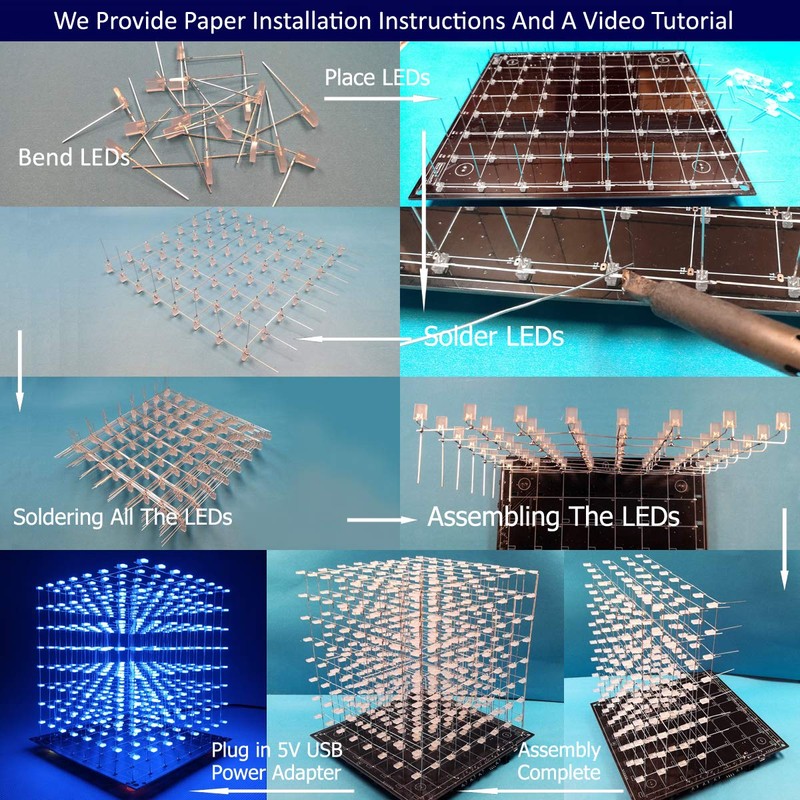 iCubeSmart 3D Led Cube Kit DIY Soldering Project 8x8x8 Led