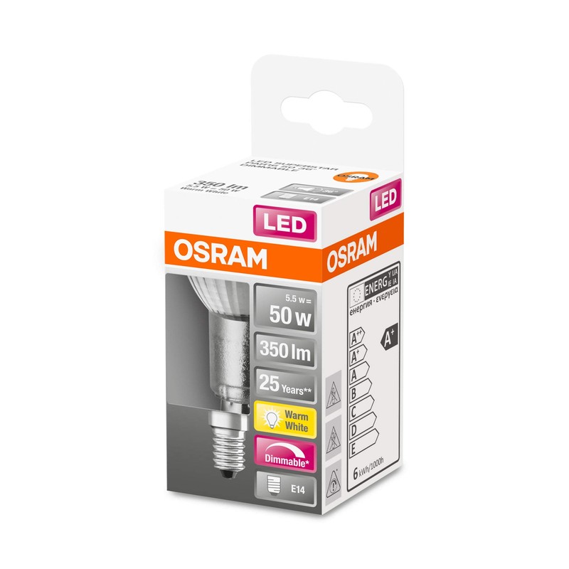 OSRAM Dimmable PAR16 LED Reflector Lamp with E14 Socket, Warm