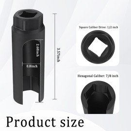 7/8" O2 Sensor Socket with Side Openings,Oxygen Sensor Socket with 1/2" Drive Port for Removing and Mounting O2 Sensor Tool,Practical Car Accessories Oxygen Sensor Tool (Big)