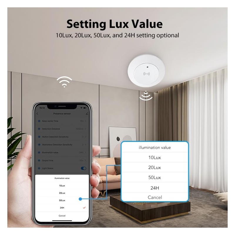 Haozee Human Presence Sensor,2.4 GHz Wi-Fi Required,Smart Mmwave Radar Presence