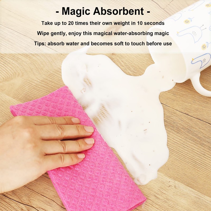 JECOLE 10 Packs Swedish Dishcloths for Kitchen, Reusable Paper Towels