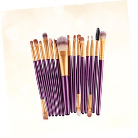 Baluue 15-Piece Professional Makeup Brush Set Nylon Bristles for Women Versatile Cosmetic Brushes for Blush Powder and Eye Makeup for Daily Use and Travel (Purple and Gold)